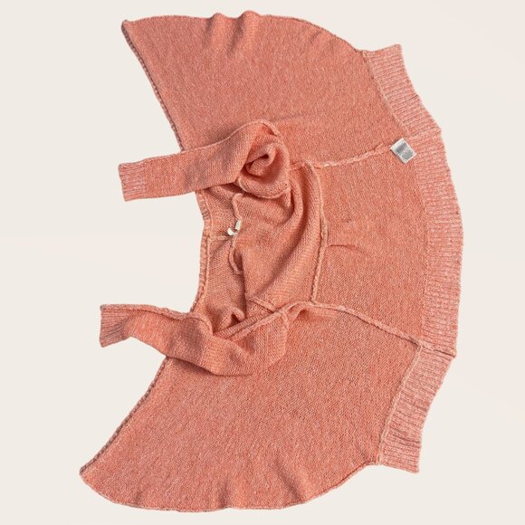 Anthropologie Moth Open Front Wrap Sweater Wool Blend Coral Long Sleeves Size SP - Picture 10 of 10
